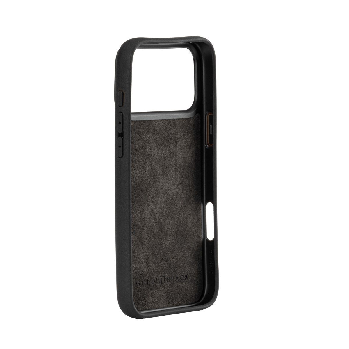 iPhone 17 Pro Max Lederhülle CrocPrestige - mit Fingerschlaufe - GOLDBLACKpremium