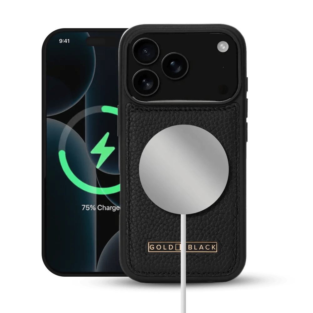 iPhone 17 Pro Lederhülle Nappa - MagSafe kompatibel - GOLDBLACKpremium