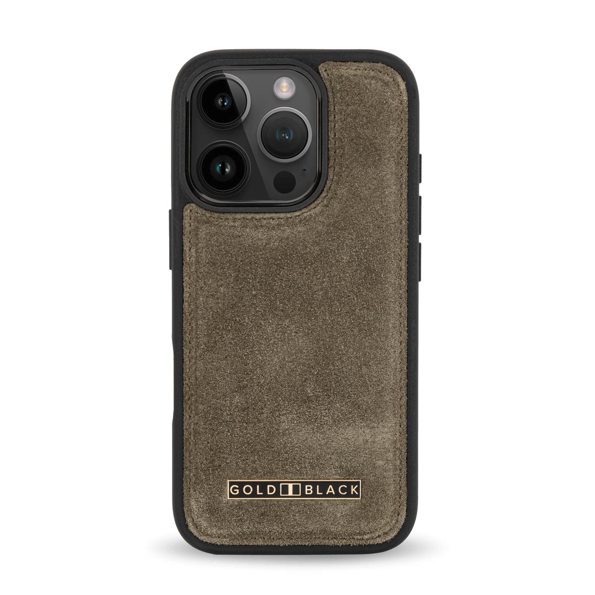 iPhone 16 Pro Lederhülle Luxe Suede Khaki Grün - GOLDBLACKpremium