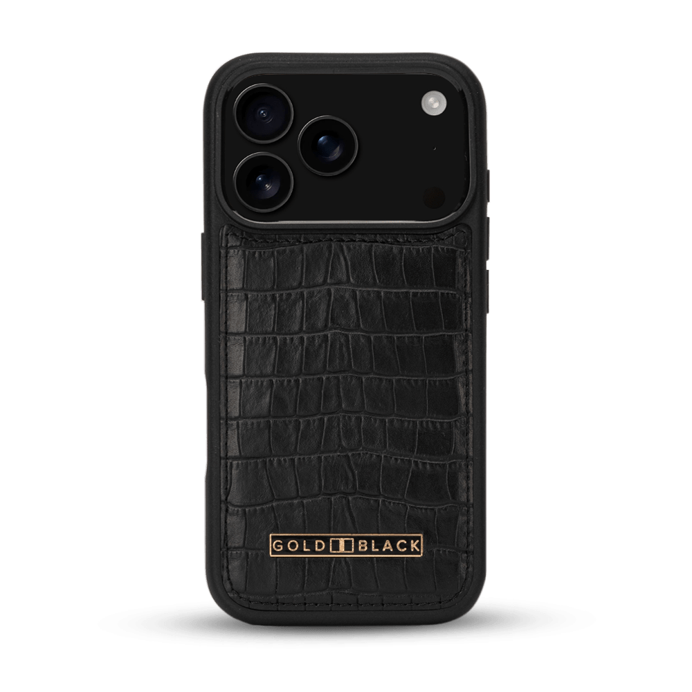 iPhone 17 Pro Lederhülle CrocPrestige - MagSafe kompatibel - GOLDBLACKpremium