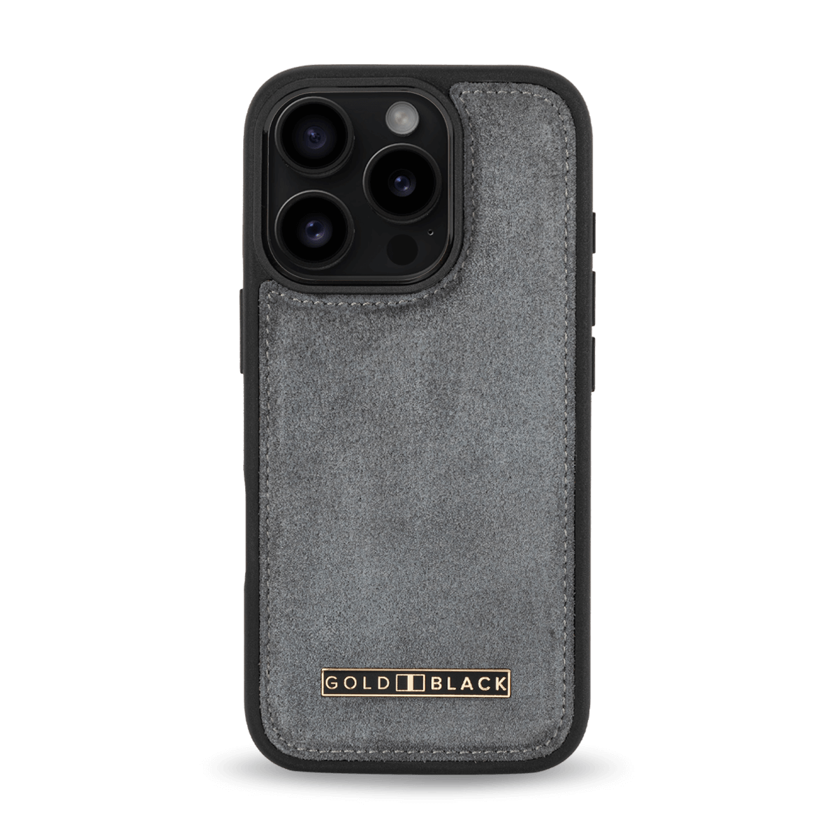 iPhone 16 Pro Lederhülle Luxe Suede Grau - GOLDBLACKpremium