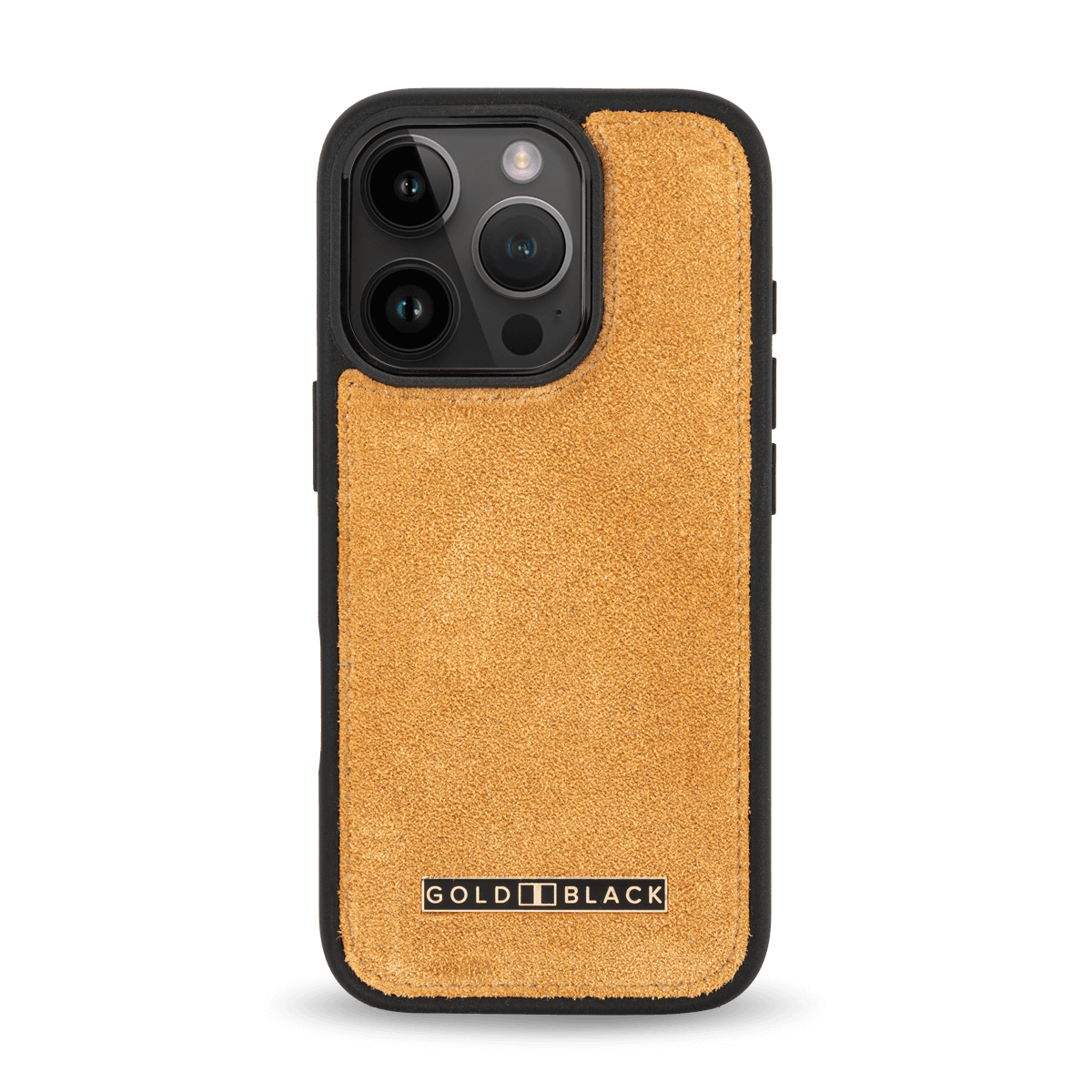 iPhone 16 Pro Lederhülle Luxe Suede Mustard - GOLDBLACKpremium