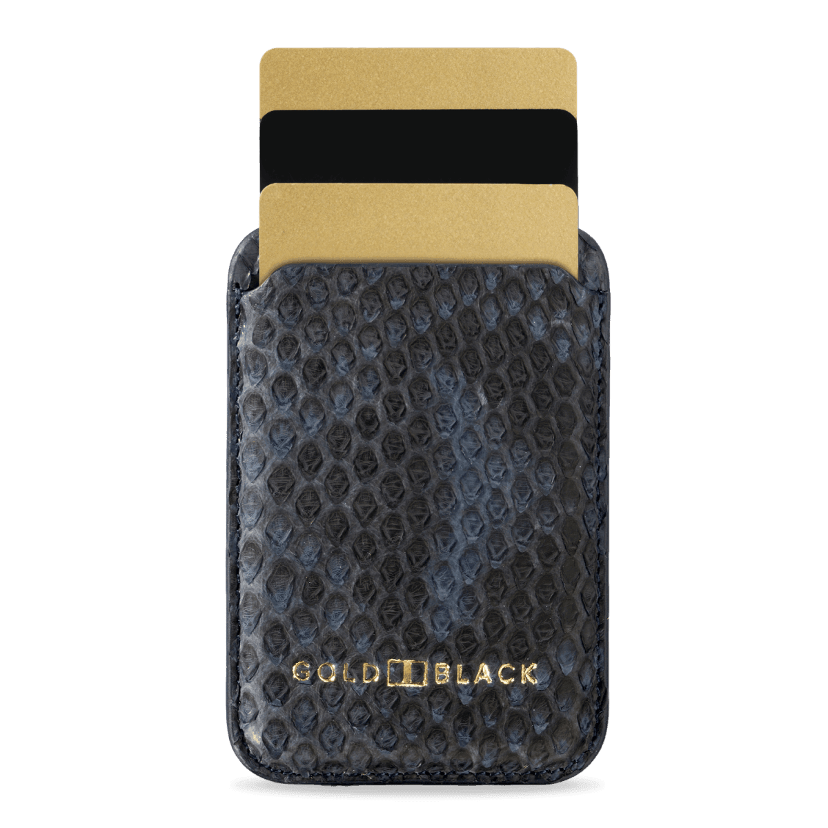 iPhone MagSafe Wallet Pythonleder Navy Blau - GOLDBLACKpremium
