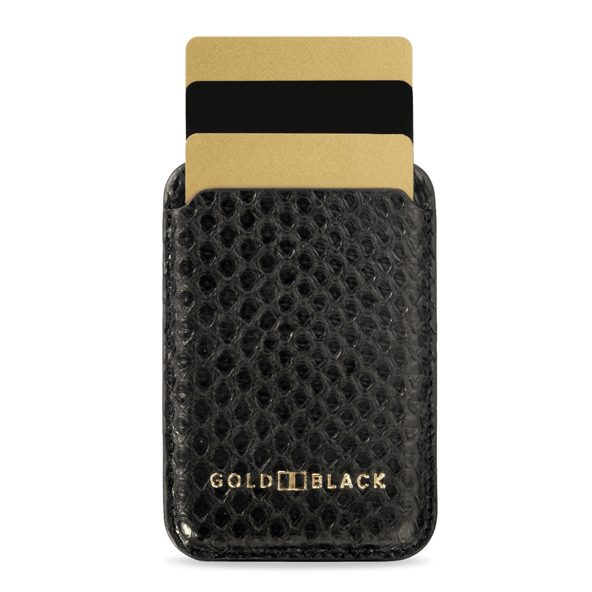 iPhone MagSafe Wallet Pythonleder Schwarz - GOLDBLACKpremium