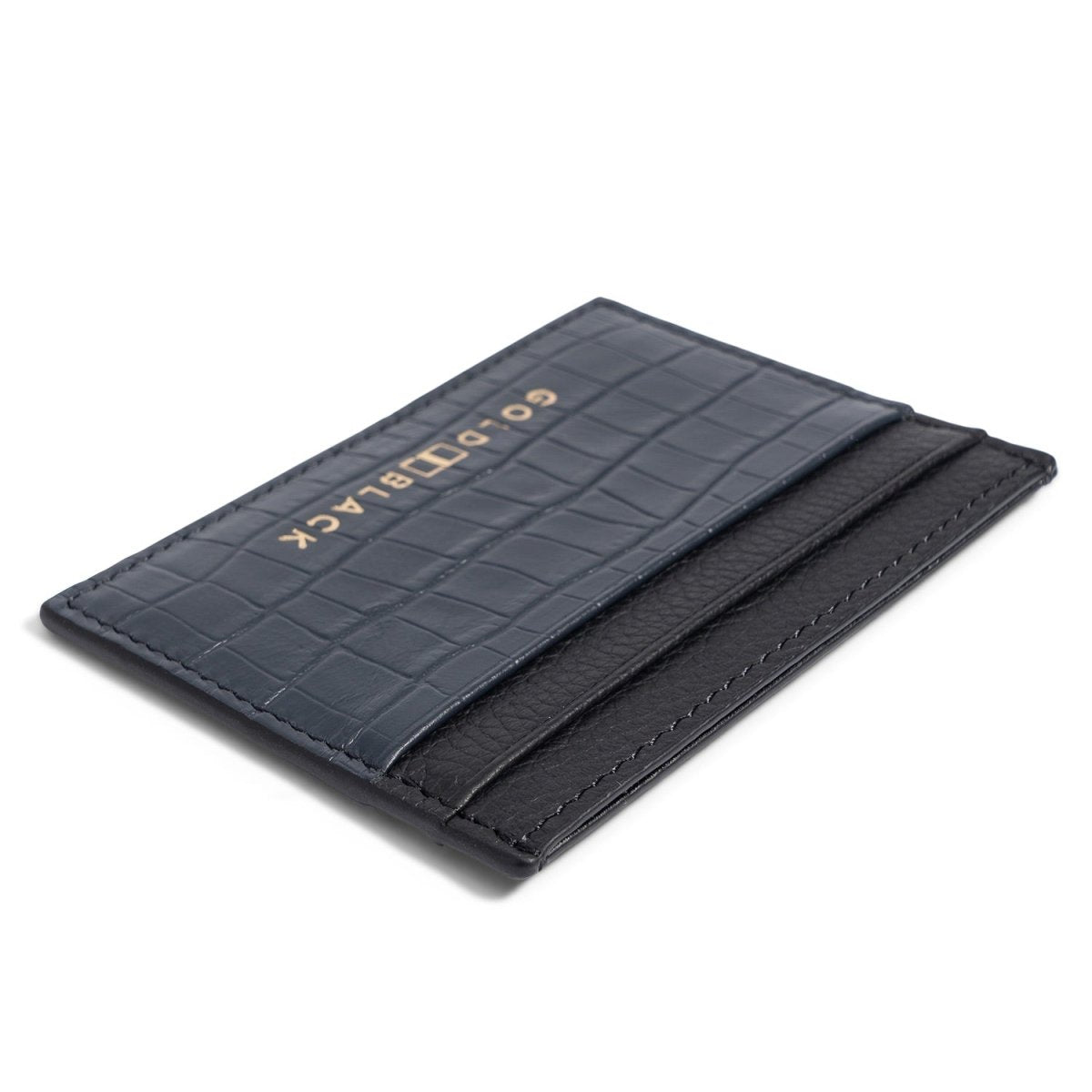 Kartenetui CrocPrestige aus echtem Leder in navy blau - GOLDBLACKpremium