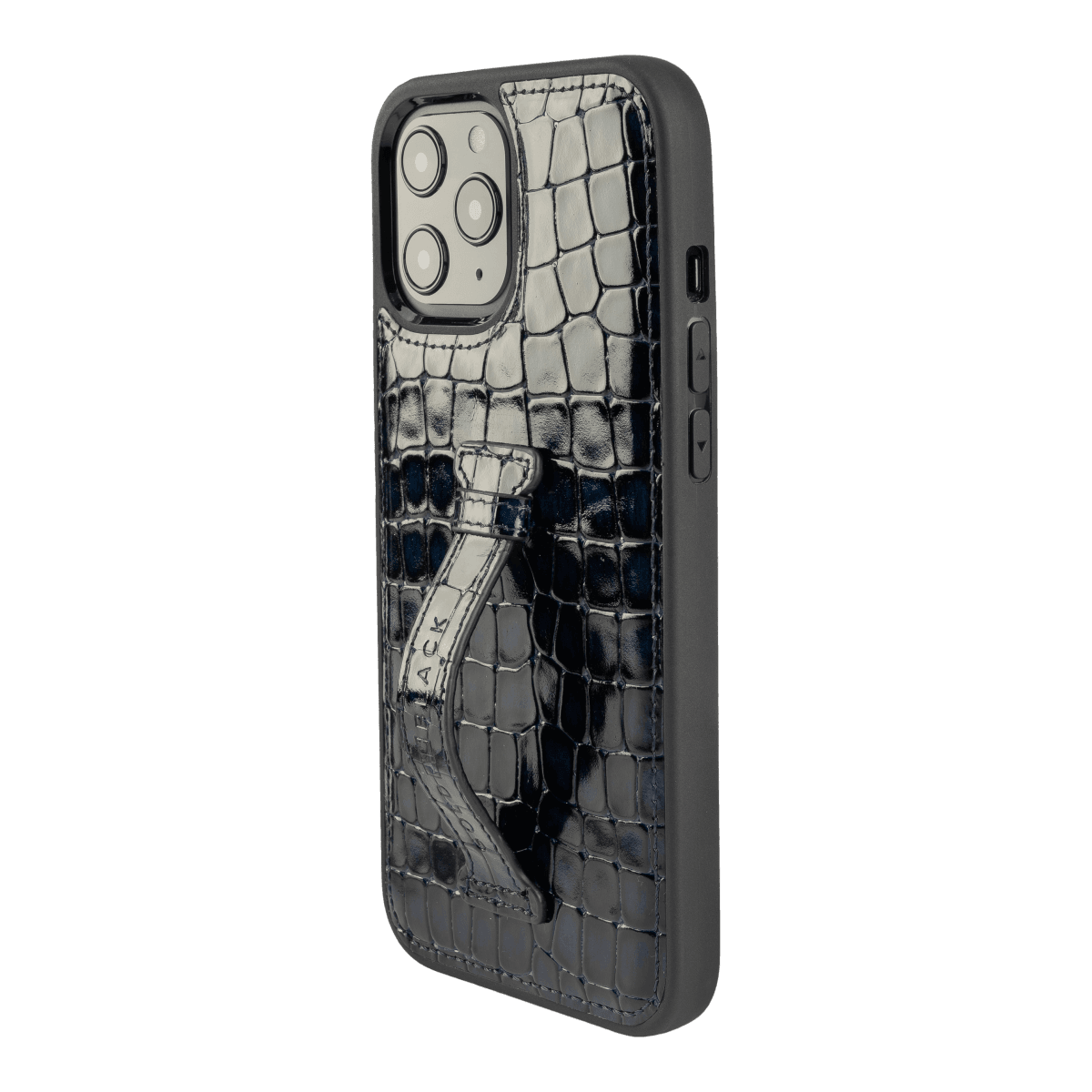 iPhone 12 Pro Max Lederhülle mit Fingerschlaufe Milano Blau - GOLDBLACKpremium