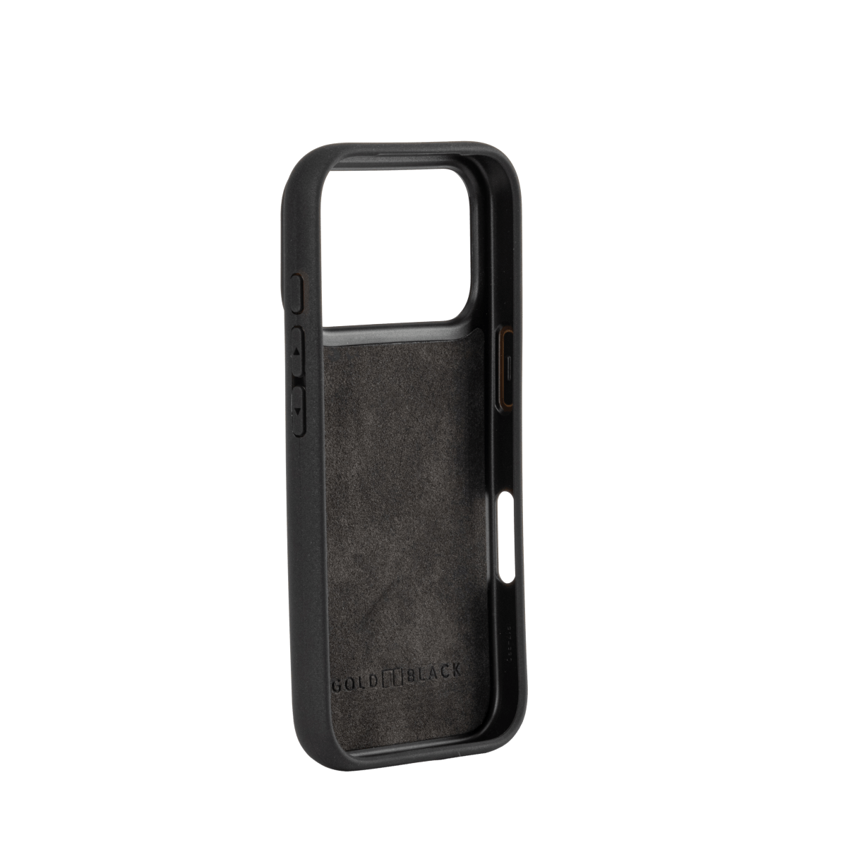 iPhone 17 Pro Lederhülle Nappa - mit Fingerschlaufe - GOLDBLACKpremium