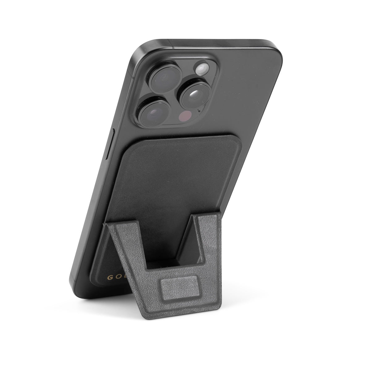 MagFlex Leder Handy Ständer Luxe schwarz mit Fingerhalter - GOLDBLACKpremium