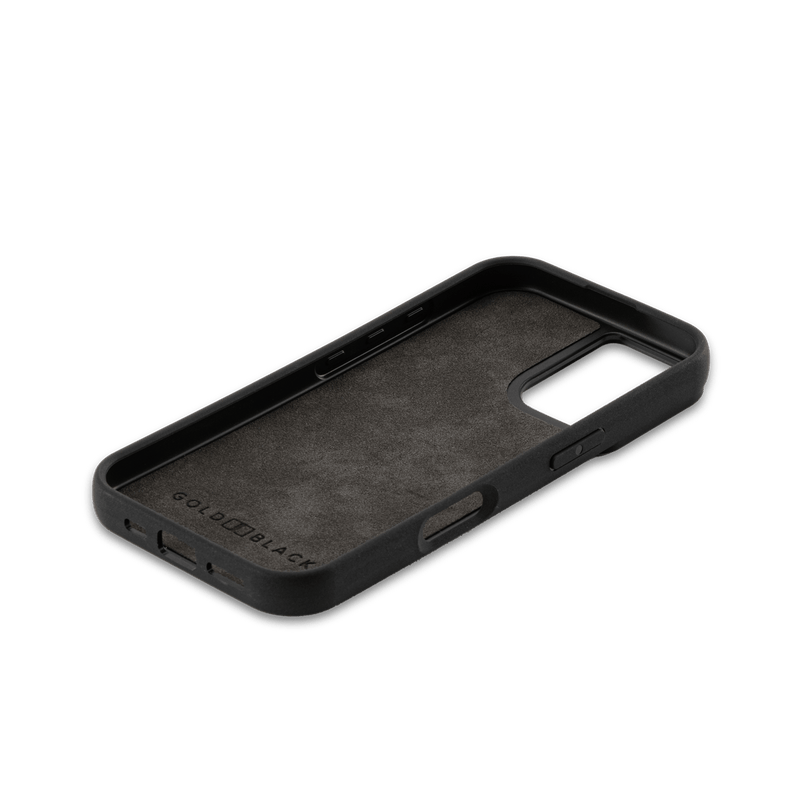 iPhone 16 Lederhülle Luxe Suede Navy Blau - GOLDBLACKpremium