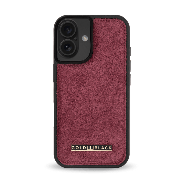 iPhone 16 Lederhülle Luxe Suede Bordeaux - GOLDBLACKpremium