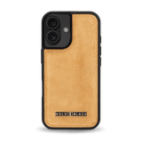 iPhone 16 Lederhülle Luxe Suede Mustard - GOLDBLACKpremium