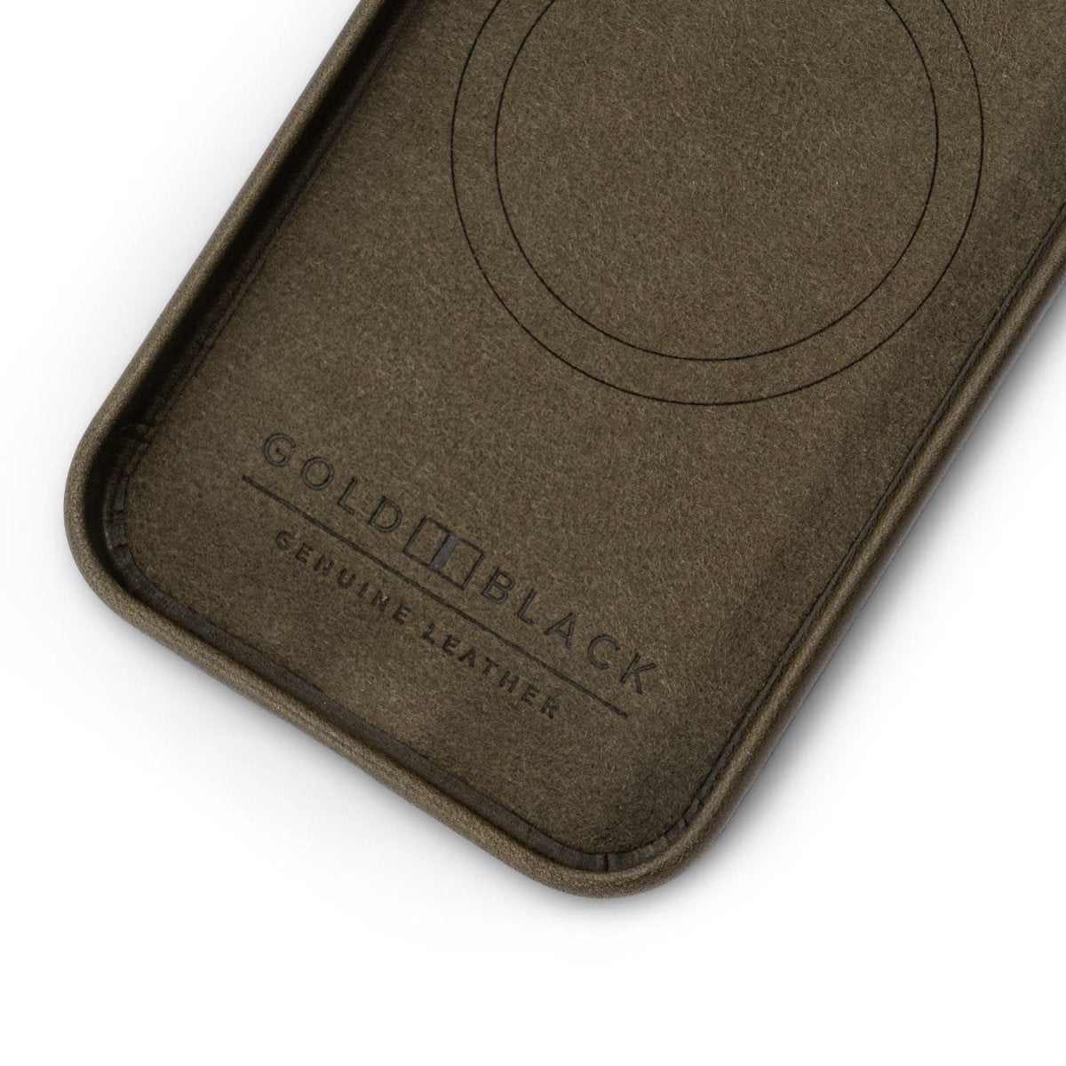 iPhone 15 Lederhülle Luxe grün mit MagSafe - GOLDBLACKpremium