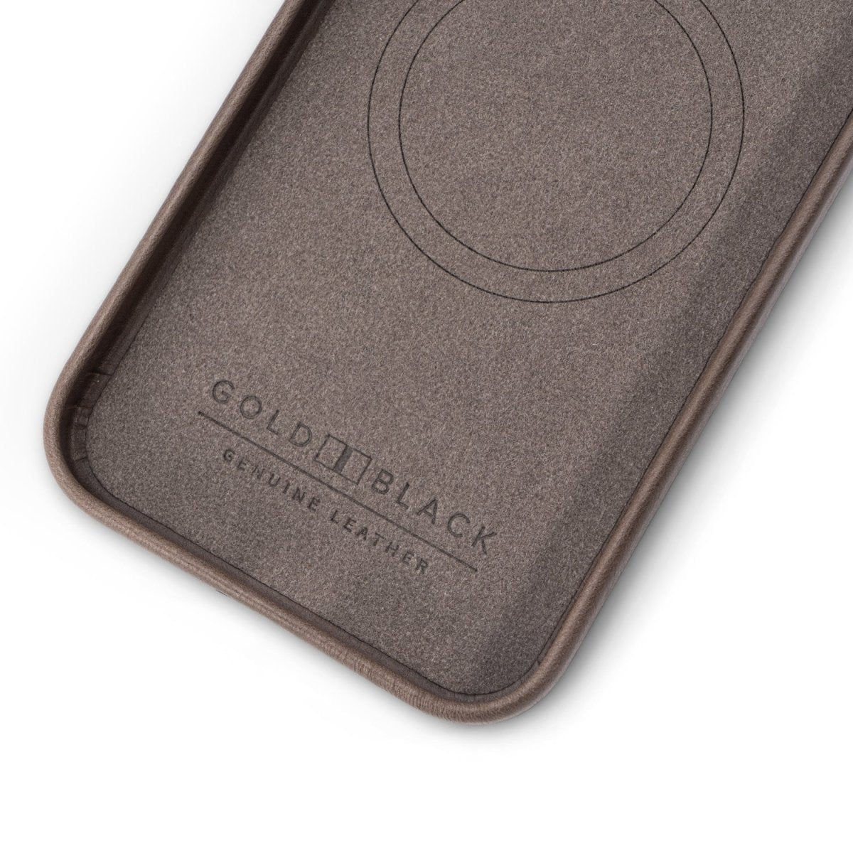iPhone 15 Pro Lederhülle Luxe taupe mit MagSafe - GOLDBLACKpremium
