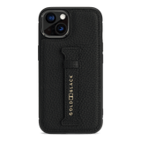 iPhone 13 Leder Case mit Fingerschlaufe Nappa schwarz - GOLDBLACKpremium