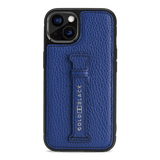 iPhone 13 Leder Case mit Fingerschlaufe Nappa blau - GOLDBLACKpremium