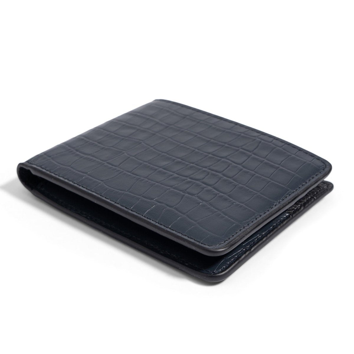 Geldbörse CrocPrestige aus echtem Leder in navy blau - GOLDBLACKpremium