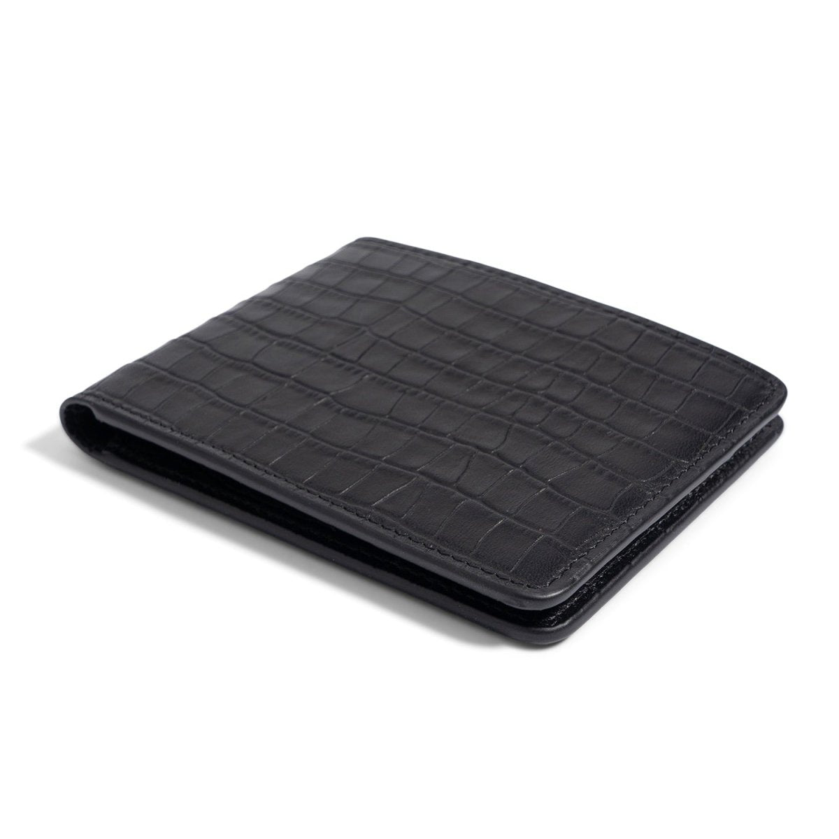 Geldbörse CrocPrestige aus echtem Leder in schwarz - GOLDBLACKpremium