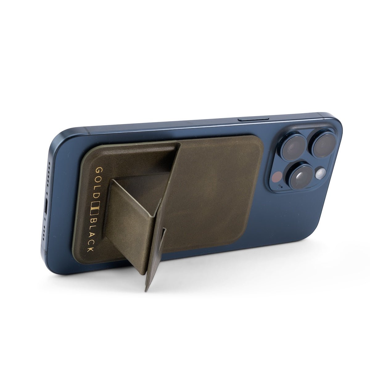 MagFlex Leder Handy Ständer Luxe grün mit Fingerhalter - GOLDBLACKpremium