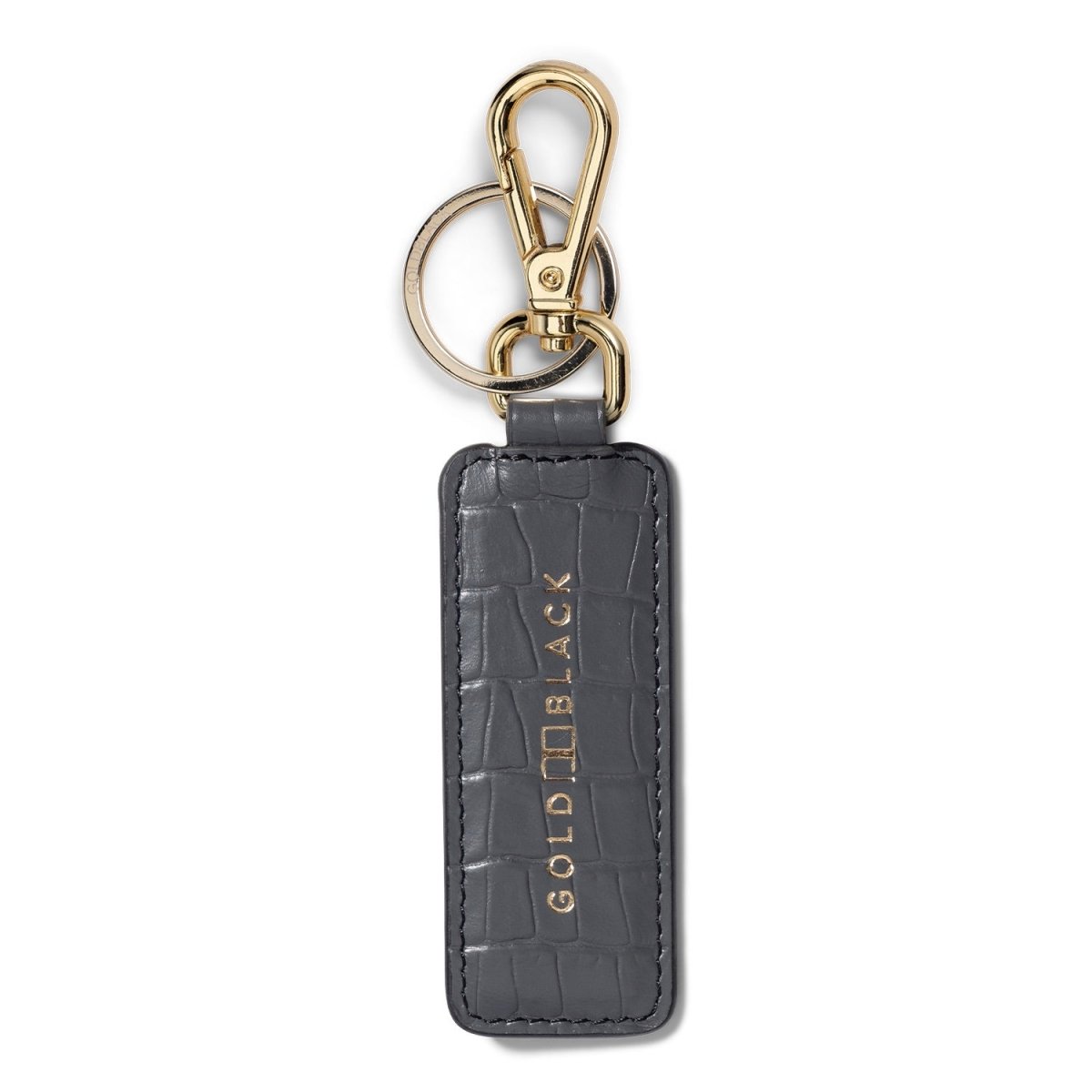 Schlüsselanhänger CrocPrestige aus echtem Leder in grau - GOLDBLACKpremium