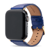 Apple Watch Leder Armband Nappa blau (Adapter gold) - GOLDBLACKpremium