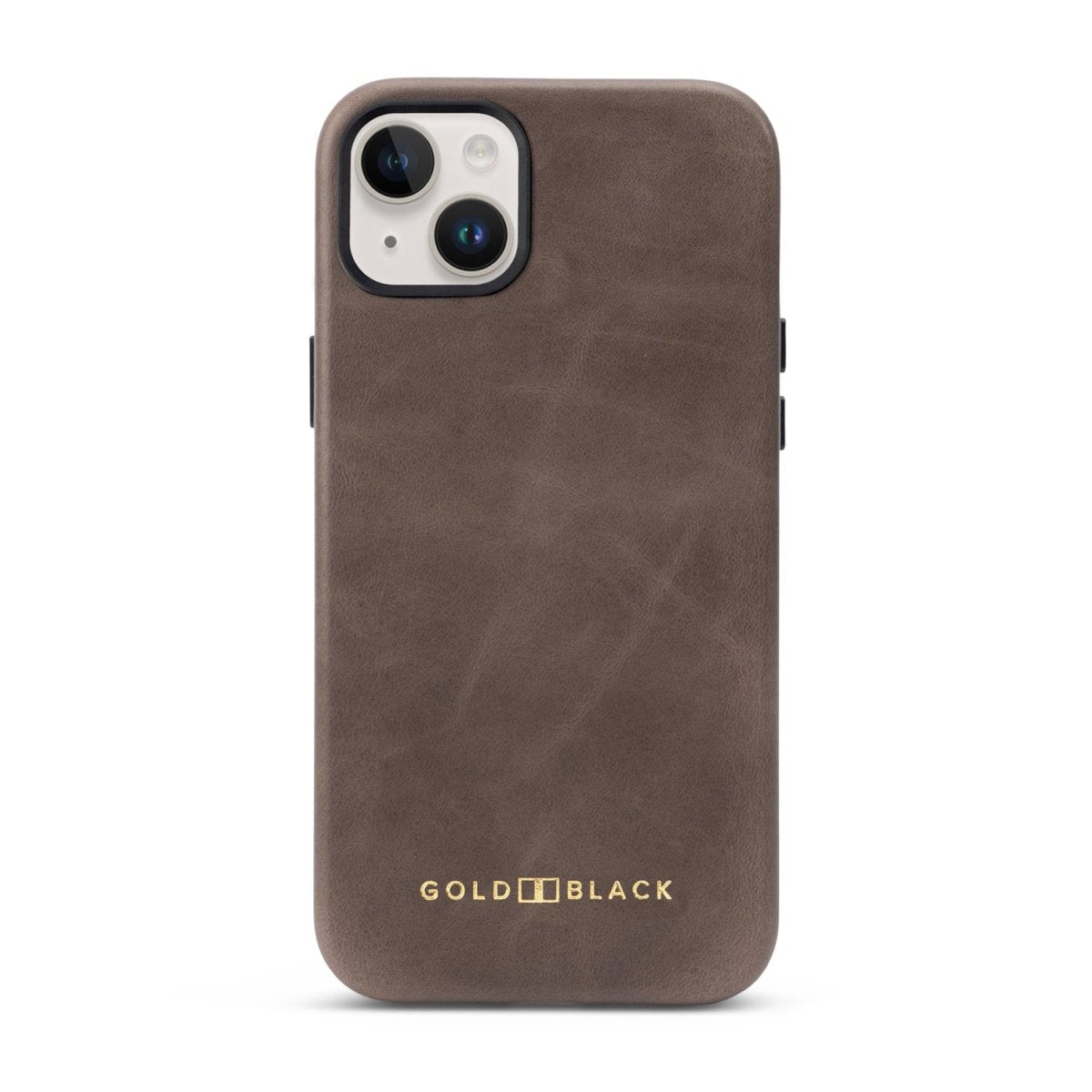 iPhone 15 Plus Lederhülle Luxe taupe mit MagSafe - GOLDBLACKpremium