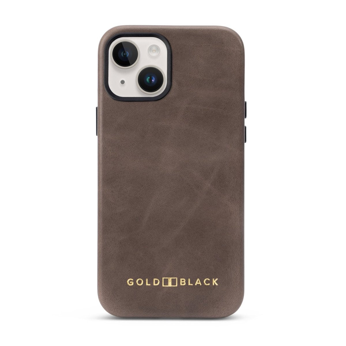 iPhone 15 Lederhülle Luxe taupe mit MagSafe - GOLDBLACKpremium