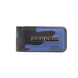 GELDSCHEINKLAMMER LEDER CAMOUFLAGE BLAU - GOLDBLACKpremium