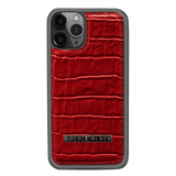 iPhone 11 Pro Lederhülle KROKO-PRÄGUNG Rot - GOLDBLACKpremium