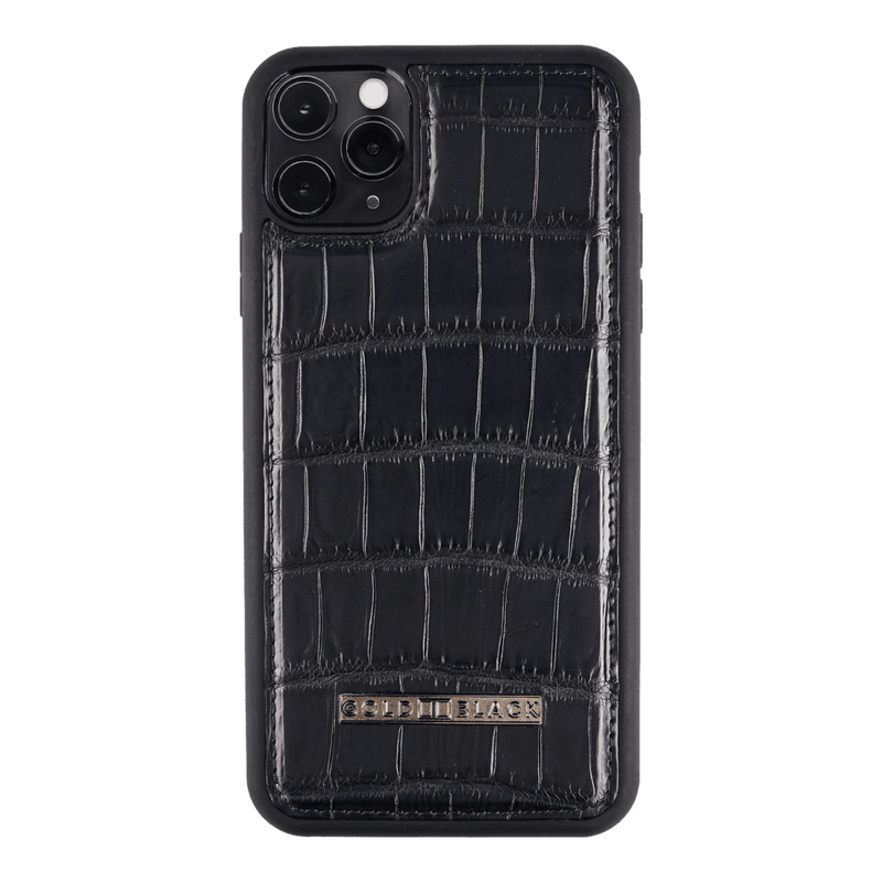 iPhone 11 Pro Lederhülle Krokodilleder Dunkelblau - GOLDBLACKpremium