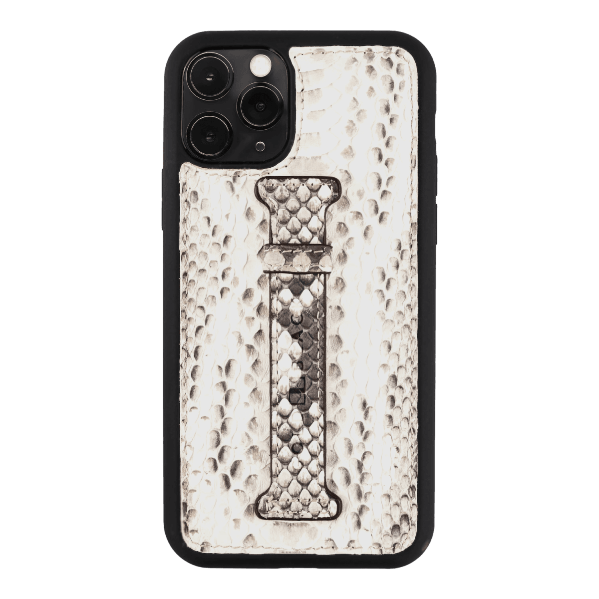iPHONE 11 PRO LEDERHÜLLE MIT FINGERSCHLAUFE PYTHON NATURAL - GOLDBLACKpremium