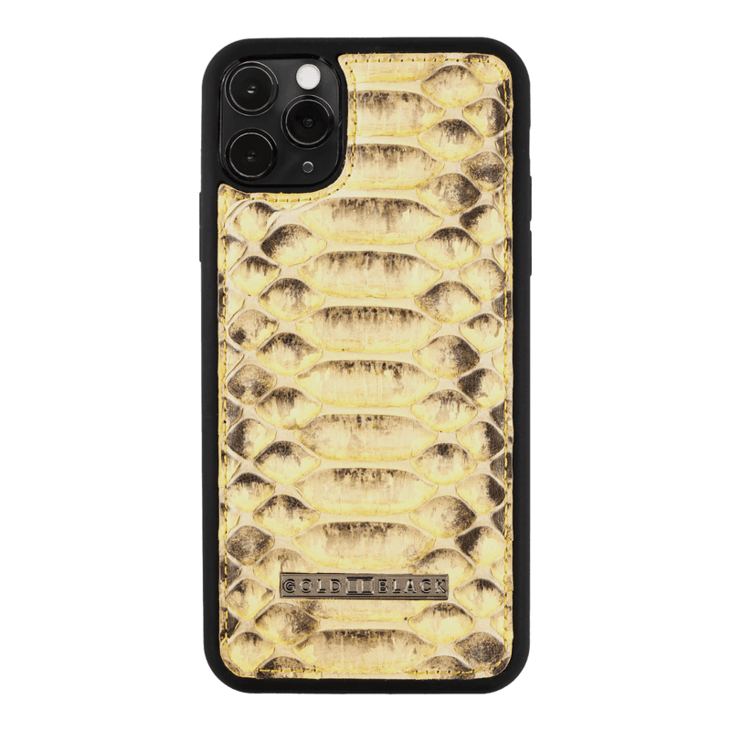 iPHONE 11 PRO LEDERHÜLLE PYTHON GELB - GOLDBLACKpremium