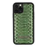 iPHONE 11 PRO LEDERHÜLLE PYTHON GRASGRÜN - GOLDBLACKpremium