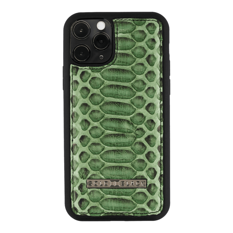 iPHONE 11 PRO LEDERHÜLLE PYTHON GRASGRÜN - GOLDBLACKpremium