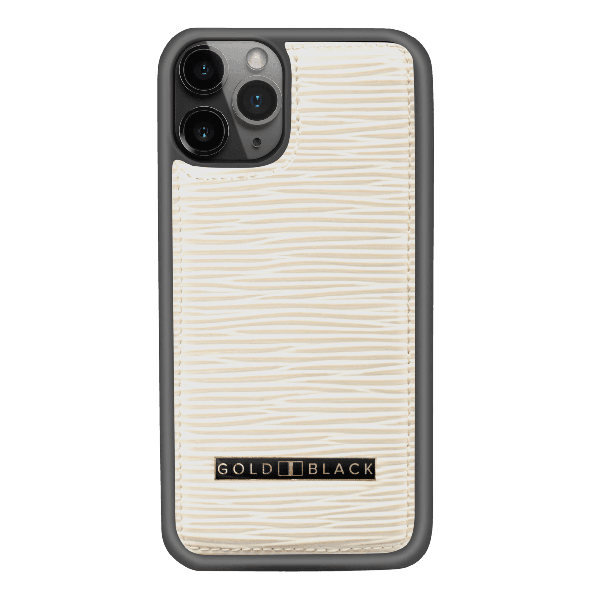 iPHONE 11 PRO LEDERHÜLLE UNICO-Prägung WEIß - GOLDBLACKpremium