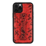 iPhone 11 Pro Max Lederhülle mit Fingerschlaufe Python Dunkelrot - GOLDBLACKpremium