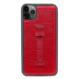 iPhone 11 Pro Max Lederhülle mit Fingerschlaufe UNICO-Prägung Rot - GOLDBLACKpremium