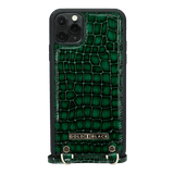 iPhone 11 Pro Max Lederhülle mit Necklace MILANO-Design Grün - GOLDBLACKpremium