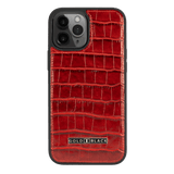 iPhone 12 Pro Max Lederhülle Croco Rot - GOLDBLACKpremium