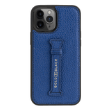 iPhone 12 Pro Max Lederhülle mit Fingerschlaufe Nappa Blau - GOLDBLACKpremium